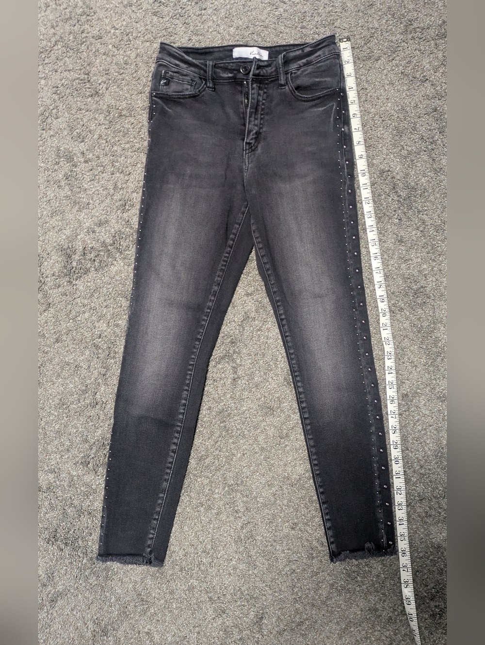 KanCan Charcoal Black Skinny Jeans with Side Stud Accents